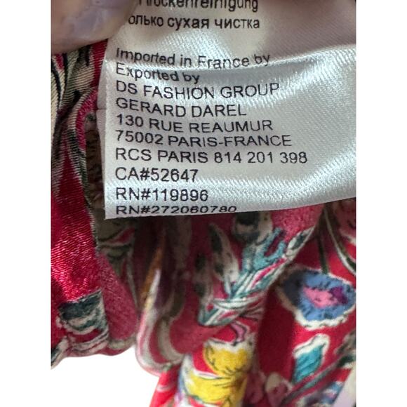 Gerard Darel Paris Floral Blouse 38 | Pink Viscose Button-Down Shirt - Picture 6 of 8